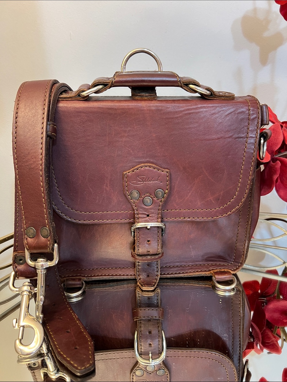 Saddleback Leather Co. Satchel Messenger Crossbody Bag Brown Full Grain Vintage